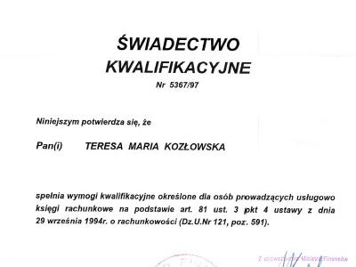 Świadectwo kwalifikacyjne